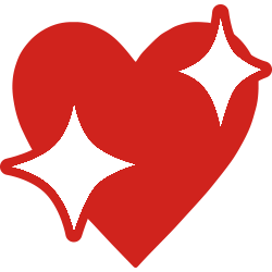 Red heart icon with white sparkles